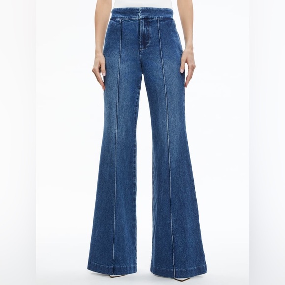Alice + Olivia Dylan wide leg flare denim jeans 26 - Picture 7 of 16